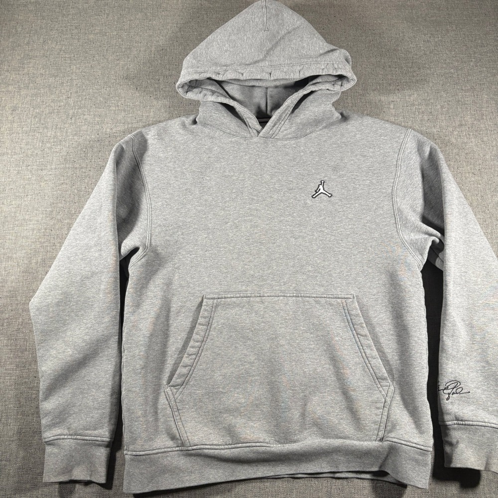 Jordan Essentials Hoodie‎ Mens Small Gray DA9818-091 Embroidered Signature Logo